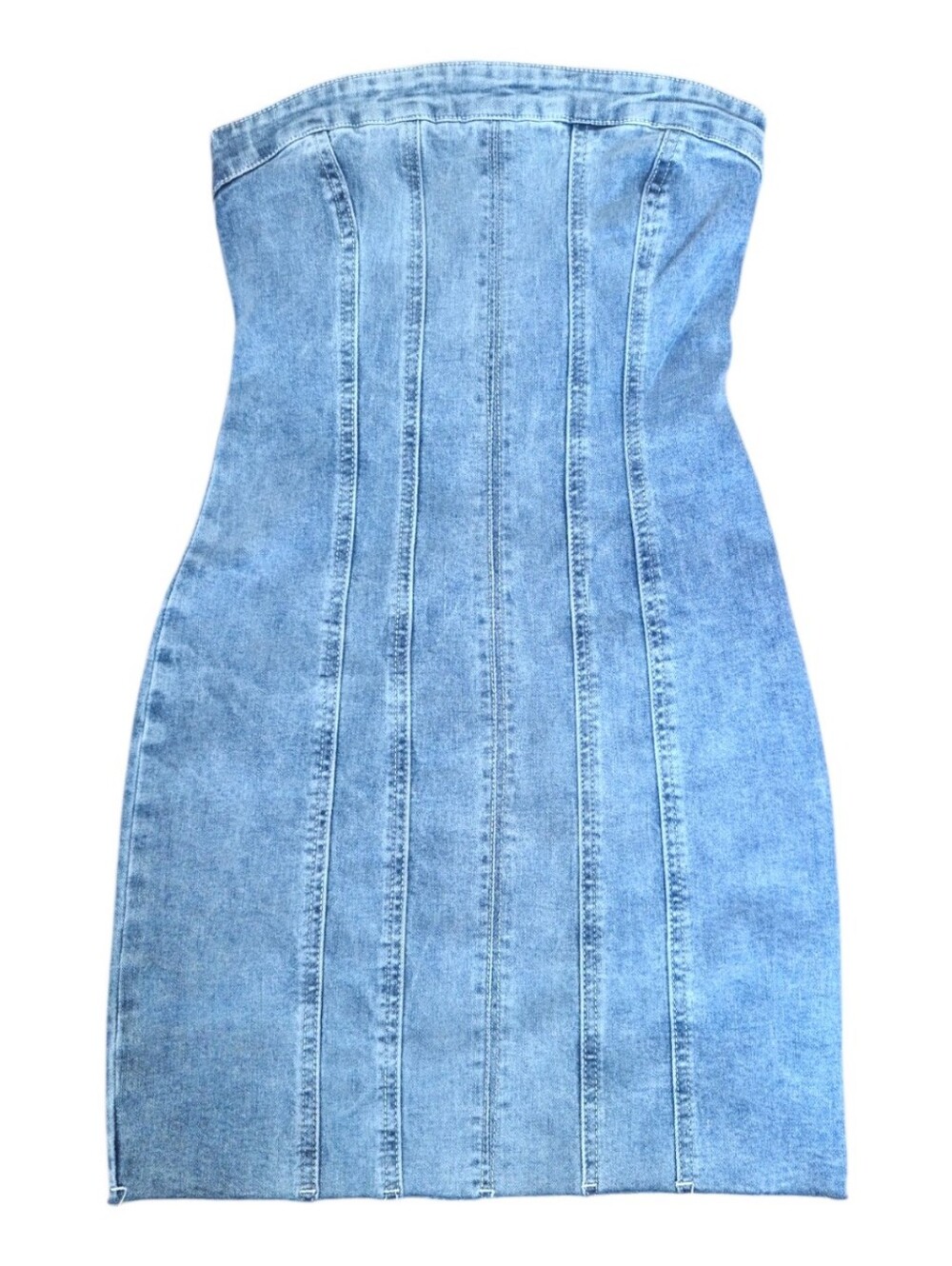 NWT Princess Polly Houser Denim Mini Dress Size 2 Strapless Corset Y2K - Picture 2 of 7